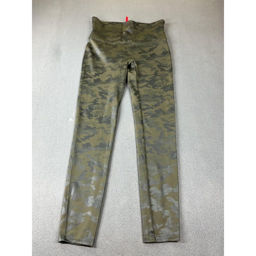 Spanx Leggings Womens L Green Camouflage Ankle Shaping Compression Yoga Pull On